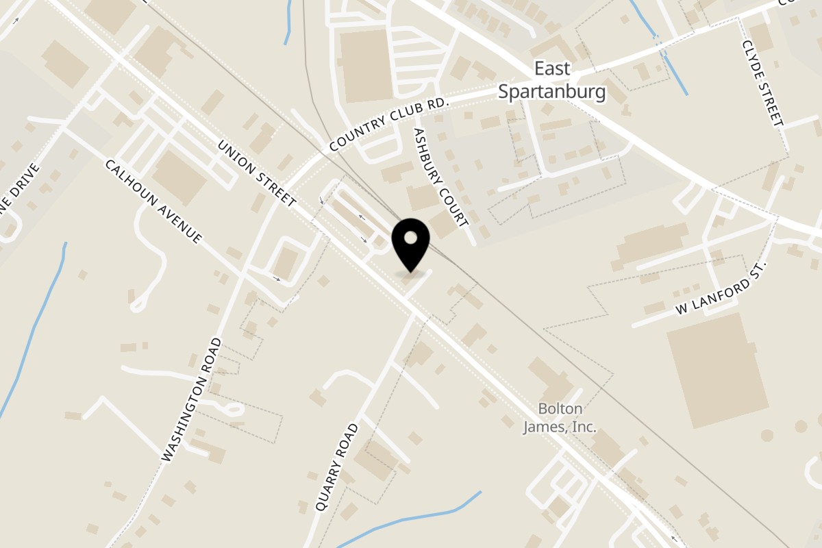 Map showing the location of McClellan’s Fish and Chicken on 1441 Union Street in Spartanburg